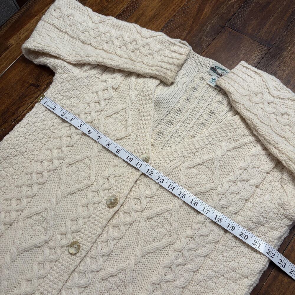 Aran Crafts Sweater Cardigan Womens Medium White 100% Merino Wool Ireland - Picture 8 of 9